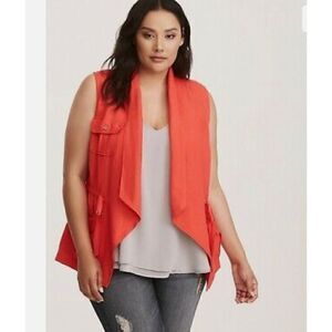 Torrid| Linen | Large| with Pockets| Utility Vest